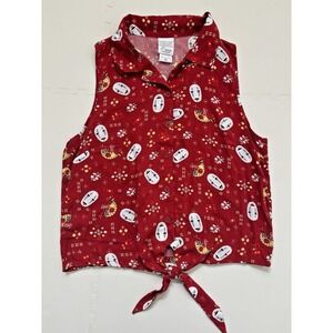 STUDIO GHIBLI Spirited Away Women's Tank Top Blouse Tie Front Sleeveless- Size M